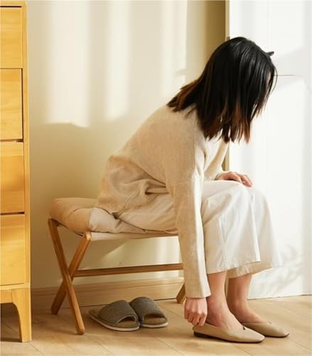 省スペース 折りたたみ フットレスト 耐荷重 75kg 竹製 クッション取り外し可 足置き台 スツール 玄関 ソファ リビング 一人暮らし(A3,フランネル) [2]
