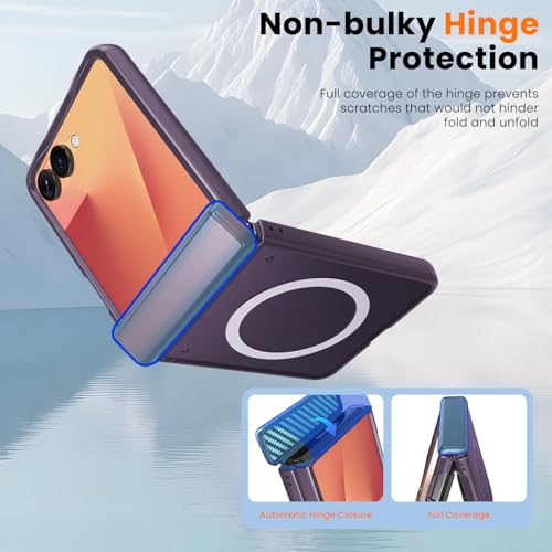 Image of WRJ for Samsung Galaxy Z Flip 7 Case Built-in Screen Protector,Dark Purple