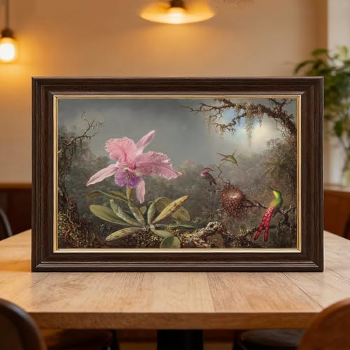 Décoration murale bureau Orchidée et trois colibris tableau suspendre - 6