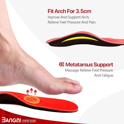 Image of 3ANGNI Arch Support Insoles, Orthotic Insoles for Flantar Fasciitis Flat Feet Low Arch Pronation Metatarsalgia, High Arch Foot Support Orthopedic Insert Men Women