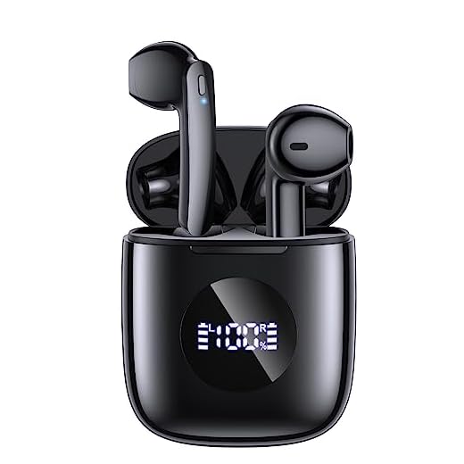 Bluetooth Headphones V5.3 Wireless Earbuds 50Hrs Battery Life with Wireless Charging Case & LED Power Display Deep Bass IPX7 Waterproof Earphones Microphone Stereo Headset for TV Smart Phone Laptop