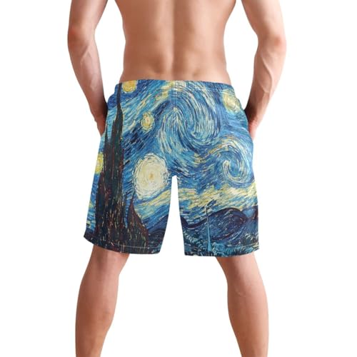 Men's Swim Trunks Starry Night Oil Painting Board Shorts Quick Dry Swimsuit Swimwear Holiday Party Bathing Suit2