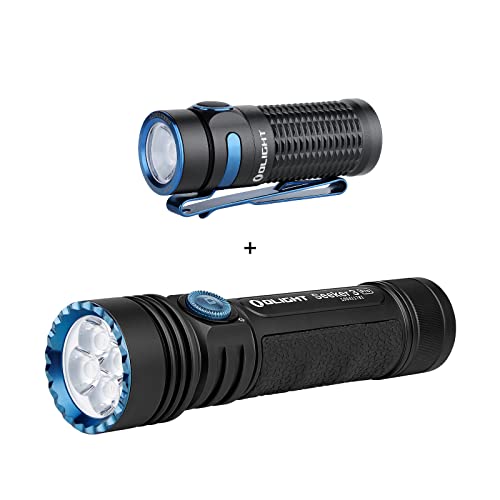 OLIGHT Seeker 3 Pro 4200 Lumens Ultra-Bright Floodlight Flashlight Bundle Baton3 1200 Lumens Ultra-Compact Rechargeable EDC Flashlight