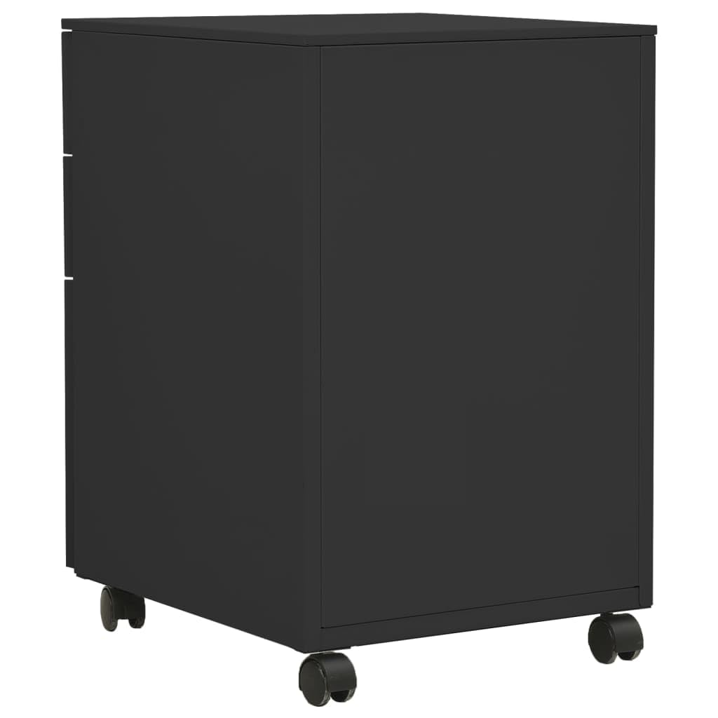 Armadietto per documenti con ruote, antracite, 39 x 45 x 60 cm, con serratura a 3 cassetti, armadio in acciaio per formato A4/lettere/legale, contenitore da ufficio sotto la scrivania