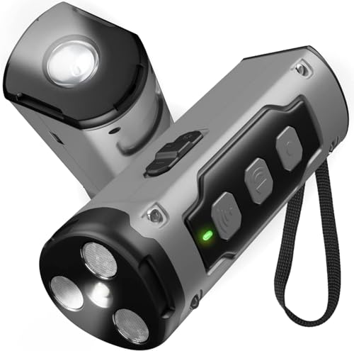 solavieBarkStop Hundetrainer 6-in-1 Anti-Bell-Gerät für Hunde – Ultraschall Hundebellen Stopper mit 3 Schallwellen, 9m Reichweite, wiederaufladbar, tragbar mit LED-Licht für Innen & Außen (Grau)