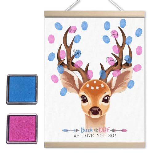 Image of Giraffe Baby Shower Decoration, Gender Reveal Party Decorations Gifts Ideas, Baby Shower Party Supplies, Thumbprint Hanging Paintings(12x15in)