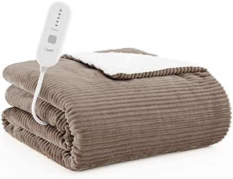 Amazon.com: Homemate Heated Blanket Electric Throw - 50x60 Heating Blanket  Throw 1/2/4/6/8 Hours Auto-Off 10 Heat Levels Heat Blanket Over-Heat  Protection Soft Flannel Sherpa Heater Blanket ETL Certification : Home u0026  Kitchen