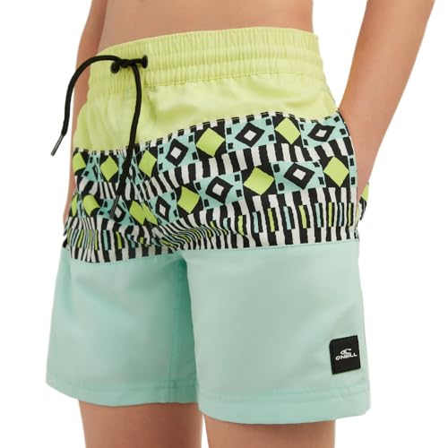 O'Neill Cali Block 13 - Pantalón corto de baño, color verde y azul, azul, 9-10 años