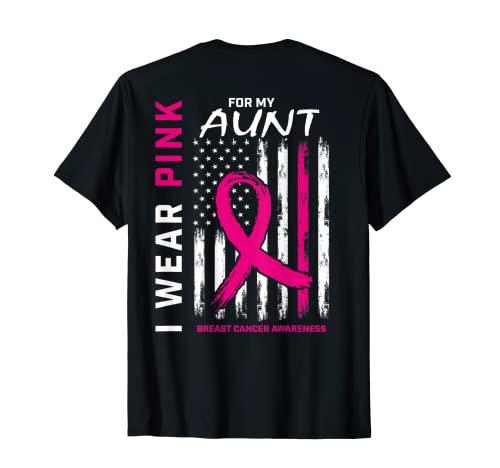 I Wear Pink For Tunt Breast Cancer Flag Back Print Graphic Camiseta