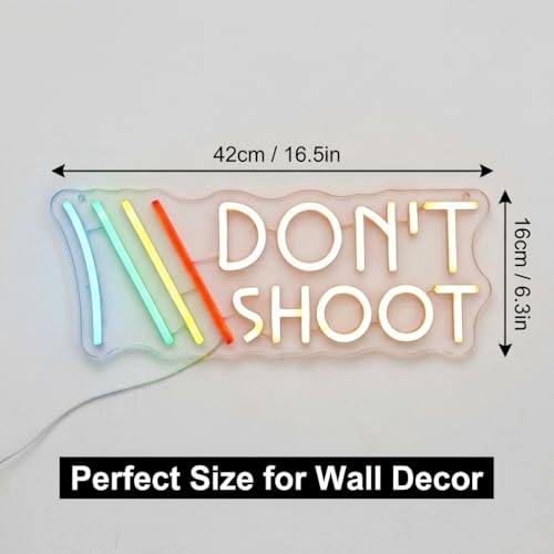 Image of ARC inchDon't Shoot inch Neon Sign for Game Room - Funny Peace Meme LED Light, Rainbow Gradient Wall Decor for Streamer Setup, Dorm, Man Cave, Geeky Gift (16.5 inchx6.3 inch)