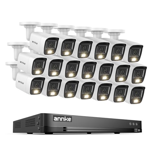ANNKE 32 Canales 3K Lite DVR Grabador con IA Detección De Movimiento, 20x 1080P Sistema De Cámaras De Seguridad Analógicas con Smart Visión Nocturna En Color, Cámara IP67 con Cable, Sin Disco Duro