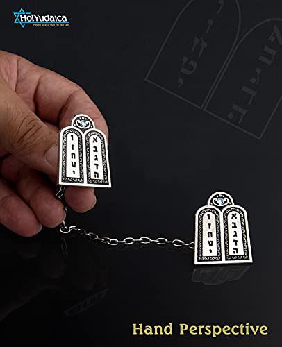 Clips for Tallit Prayer Shawl, Made in Israel, Silver Color wirh a Ten Commandments Luchot Design, 3CM / 3.5CM4