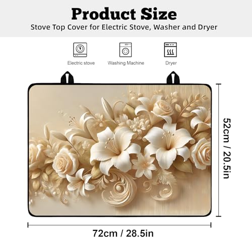 Image of Multi-Design Stove Cover for Glass /Electric Stoves - 3-in-1 Heat-Resistant Protector Mat, Non-Slip Drying Rack 28 inchx20 inch