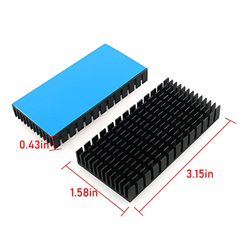 Zzhxsm 2Pcs 80Mm Heatsink 80 X 40 X 11Mm Black Aluminum Heat Sink Radiator Cooler With Thermal Conductive Adhesive Tape Cooling Fin For Cooler Electronics Cpu Led #TOP1