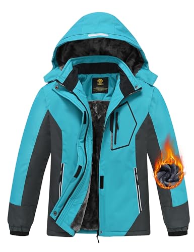 MoFiz Chaquetas Niña Invierno Chaqueta de Esquí Nina Chaqueta Ski Junior Abrigos Invierno Ski Jacket con Capucha Azul M