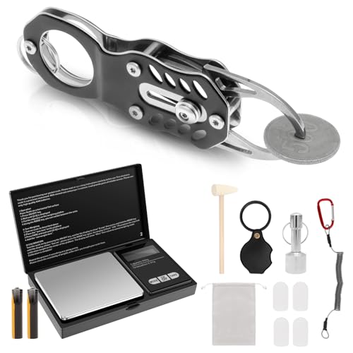 Coin Ping Tester Kit with 0.01g Digital Pocket Scale - All-in-One Gold & Silver Coin Authenticator with Resonance Pinger 500g Precision Scale Magnet & Loupe for Numismatic Collectors