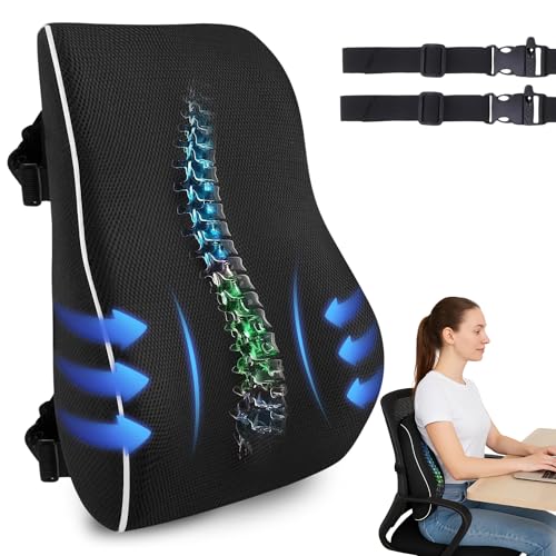 Homestar3 Cojin Lumbar Coche, Cojin Lumbar Silla Oficina con Esponja Memoria, Respaldo Lumbar Ergonómico, Almohada Lumbar para Asientos de Coche, Silla de Oficina, Negro