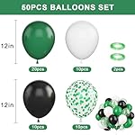 Green Black White Balloons, 50Pcs 12inch Latex Balloons Set for Women Girl Baby Shower Birthday Wedding Party Decorations, Balloon Bunches in Color Black,White,Green - Image 2