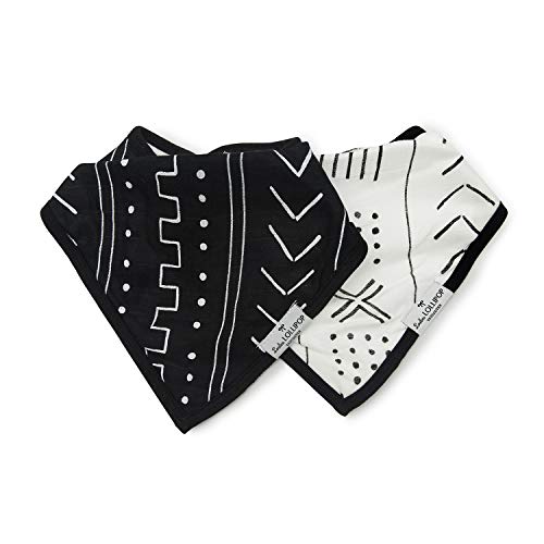 Image of Loulou Lollipop Muslin Bandana Bib Drool Bib Set for Baby Girl and Boy, Adjustable 3 to 36 Months, 2 Pack