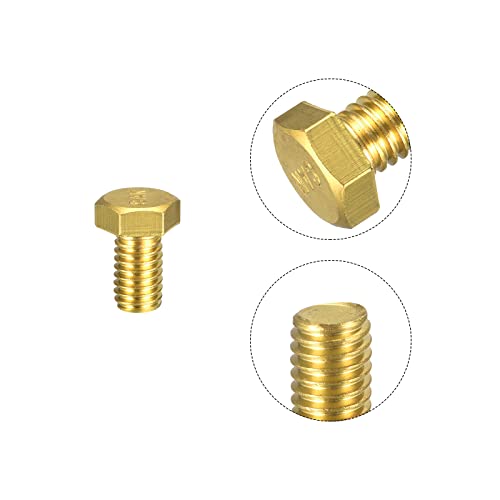 Image of uxcell Brass Hex Bolts, 3 /8-16x5 /8 2pcs Fully Thread Grade 4.8 Solid Brass Hexagon Head Bolt Machine Screws for Machinery