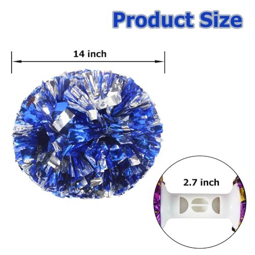 image for Hooshing 2 Pack Pom Poms Cheerleading Blue and Silver Pompoms with Bat