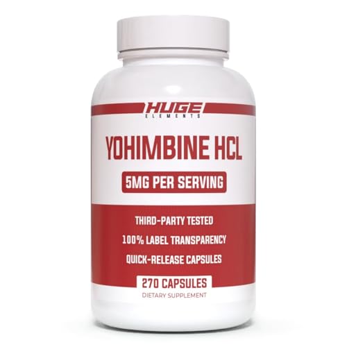 Huge Supplements Yohimbine HCl 5mg, Third Party Tested, Fat Loss & Energy Support, Advanced Performance Formula for Body Recomposition - 270 Veg Capsules