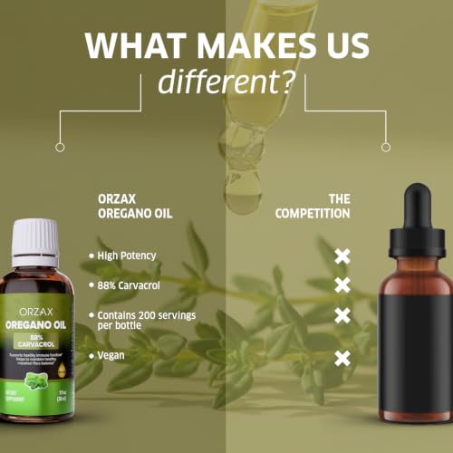 ORZAX Olejek oregano – 88% karwakrolu, wysoka dawka, 100% olejek oregano z anatolii, Origanum Vulgare, wegański i sprawdzony laboratoryjnie, olejek premium z oregano, 30 ml