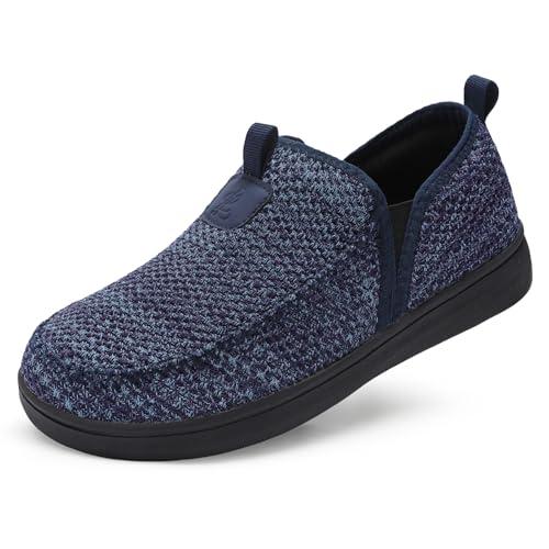 LeIsfIt Men's Wide Toe Box Walking Shoes Slip-On Barefoot Shoes Navy