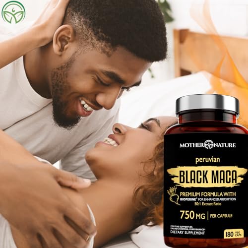 Image of MNO Organic Raw Black Maca 750mg + BioPerine, Energy & Performance, 180ct | Organic Peruvian maca supplement for men with high potency energy, mood & performance support, vegan and non-GMO formula
