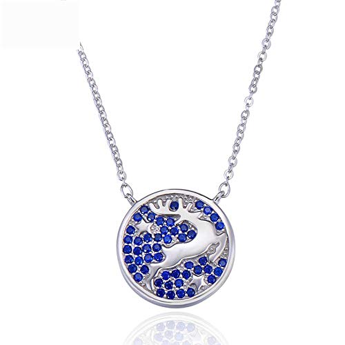 Collier en Argent Sterling S925 pour Femme avec Pendentif Élan en Strass Chic