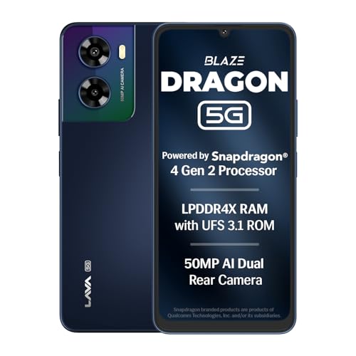 Image of Lava Blaze Dragon (Midnight Mist, 4+4*GB RAM, 128 GB)|Snapdragon 4Gen2 (450K+ Antutu)| 120Hz Refresh Rate | UFS 3.1 Storage | 50MP AI Camera| Premium Glossy Back | 5000mAh Battery| 18W Fast Charging
