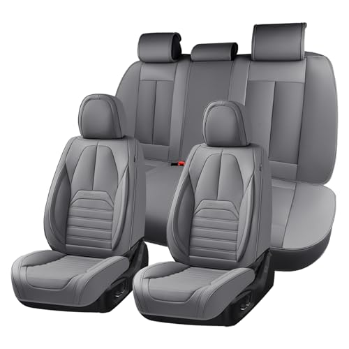 Image of Coverado Car Seat Covers Full Set, Gray Seat Covers for Cars, Automotive Seat Covers, Waterproof Nappa Leather Front Seats and Back Car Seat Protector, Universal Fit for Most Cars SUV Trucks
