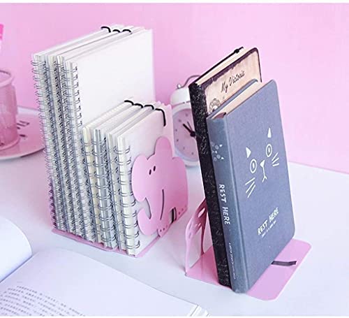 Bookends Decorative Cat Bookends Cute Hollow Pattern Book Ends Iron Metal Bookend Book Stoppers For Or Adult Gift,1 Pair Study Desk Organizer Bookends For (Color : Pink Cat),Pink Cat #TOP4