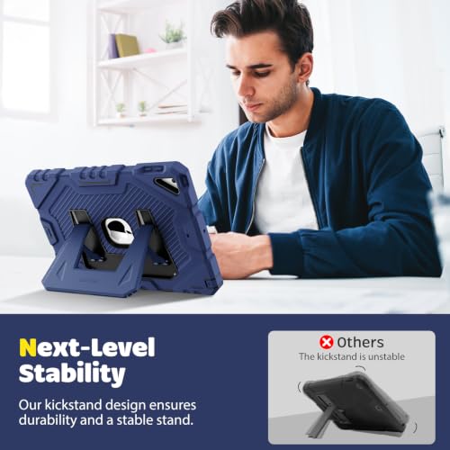 Image of Fintie Kid-Friendly Case for iPad 9th / 8th / 7th Generation 10.2 Inch | Fully-Body Rugged Heavy Duty Shockproof Cover, Portrait & Landscape Viewing, Built-in Kickstand, for Girls /Boys, Navy Blue