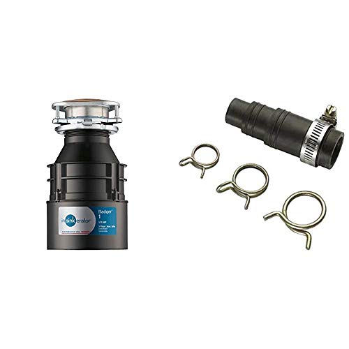 InSinkErator Garbage Disposal, Badger 1, 1/3 HP Continuous Feed & DWC-00 Dishwasher Connector Kit, Black