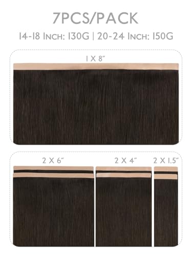Image of WENNALIFE Multi-Piece Tape in Hair Extensions Human Hair, Tape in Weft