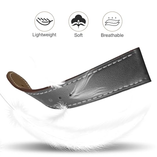 Premium Italy Leather Bands Compatible with Samsung Galaxy Watch 7 6 5 4 40mm 44mm, Galaxy 5 Pro 45mm, Galaxy Watch 6 4 Classic Active 2, 20mm Leather Watch Soft Replacement Strap for Women Men