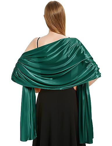 Vijamiy Satin Chiffon Stola Damen Festlich,Stola Für Abendkleid Farbenfrohe Eleganz Weicher Schultertuch Für Brautkleider、Party、Hochzeit、Geschenk(Grün)