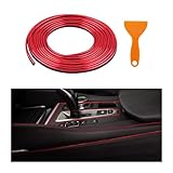 Augeny Car Interior Trim Strips, 33Ft Bendable Flexible Automobile Molding Line Strip Garnish, Self-Adhesive Door Edge Trim with Installing Tool, Universal Car Accessories (Red)