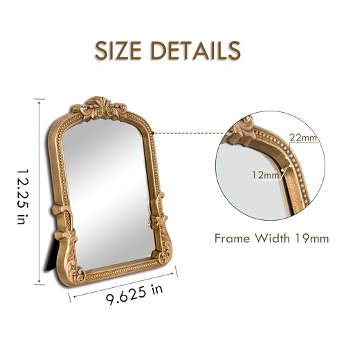 Image of Vintage Vanity Gold 9.5x12 Small Dresser Tabletop Mirror with Stand