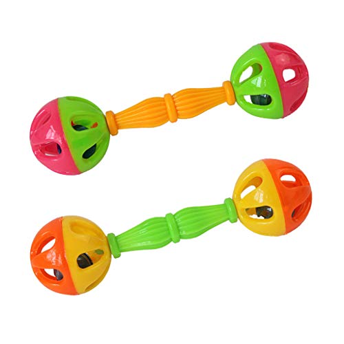 antianzhizhuang Papageienspielzeug für Haustiere, interaktiv, bunt, mit Glöckchen, Kunststoff-Spielzeug für Vögel, Papageien, Wellensittiche, Nymphensittiche, Vogelhaus, Futterspender-Set, 2 Stück
