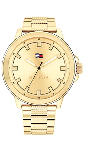 Image of Tommy Hilfiger Nelson Quartz Basic Light Gold Dial Gold Stainless Steel Strap Analog Watch for Men