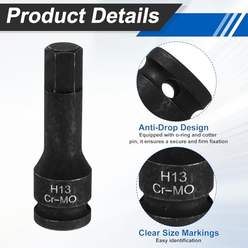 Douille hexagonale impact 13mm CR-MO pour adaptateur de perceuse - 5