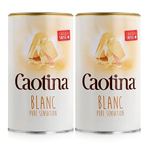 Caotina blanc, Poudre de Cacao avec du Chocolat Blanc Suisse, Chocolat Chaud, Lot de 2, 2 x 500g