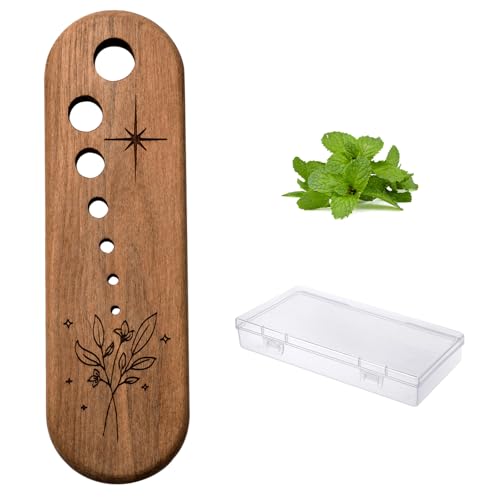 Black Walnut Herb Stripper Vegetable Leaf Herb Stripper Chopper Tool Handmade Wood Uncoated 7 Hole Sizes Durable & Elegant Kitchen Tool with Storage Case Ideal Gift for Cooks