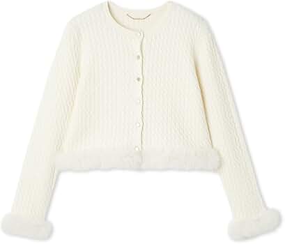 Amazon | [セルフォード] シルクカシミア混ファートリムカーディガン