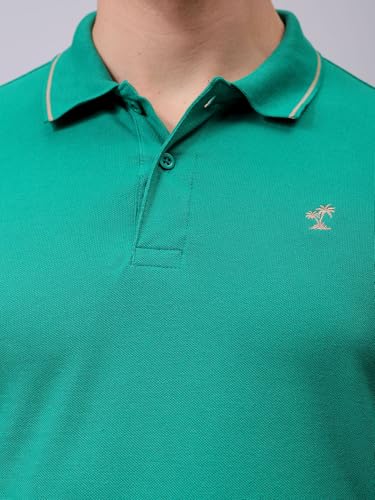 Image of The Indian Garage Co Men Slim Fit Solid Polo Neck Half Sleeves Tshirt