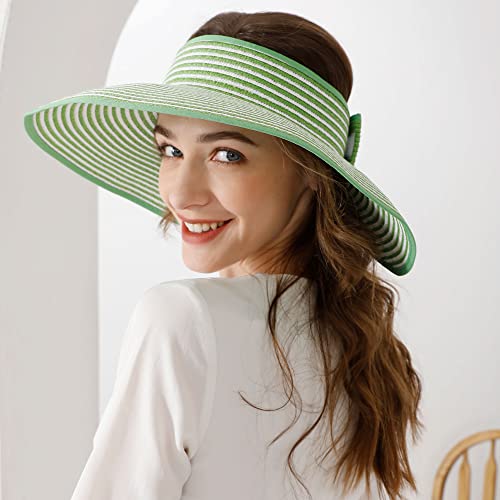 Sombrero de paja para mujer con ala ancha y visor miniatura 4