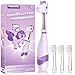 Papablic Baby Sonic Electric Toothbrush, Toddler Toothbrush for Ages 1-3 Years with Cute Unicorn Cover and Smart LED Timer, 4 Brush Heads (Arya) immagine