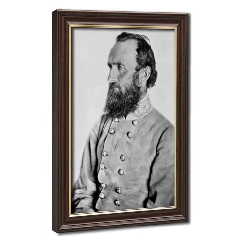 Portrait Stonewall Jackson imprimé sur toile haut de gamme avec cadre suspendu en bois véritable